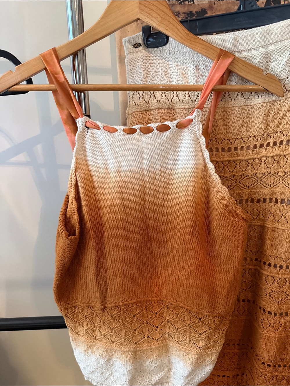 Sam Edelman Ombre Knit Camisole in Cream and Burnt Orange